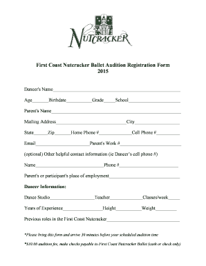 Dance Audition Form Template