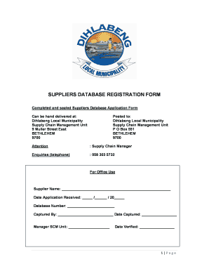 D L M Supplier Registration Form Dihlabeng Gov