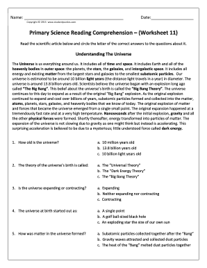 Com Primary Science Reading Comprehension Worksheet 11 Read the Scientific Article below and Circle the Letter of the Correct an  Form