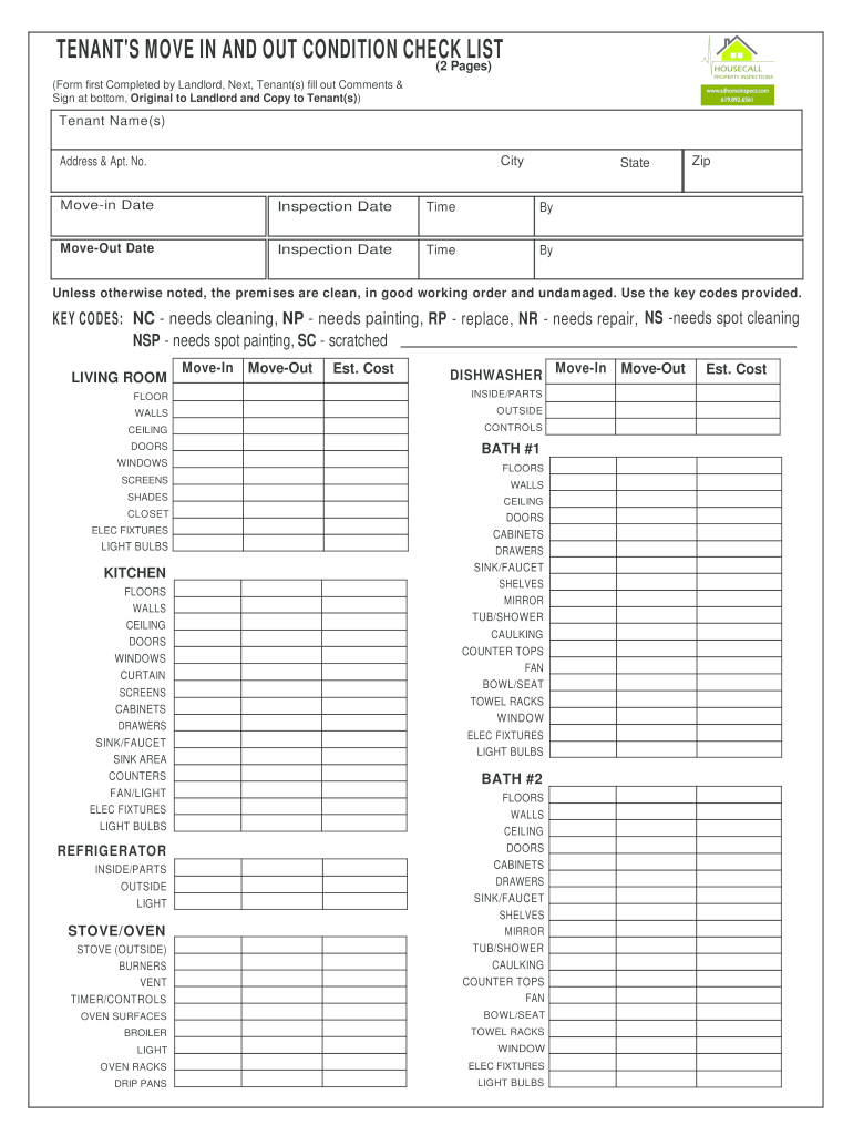 Rental Move in Inspection Forms