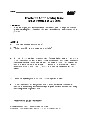 Chapter 23 Active Reading Guide Broad Patterns of Evolution  Form