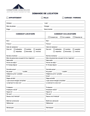 Remplissable GARAGE PARKING  Form