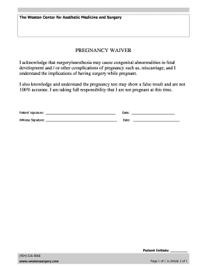 Pregnancy Waiver Form