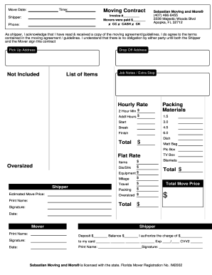 Moving Contract Template Form - Fill Out and Sign Printable PDF Template |  signNow