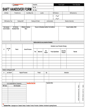 Shift Handover Template Excel  Form