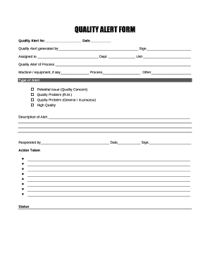 Quality Alert Template  Form