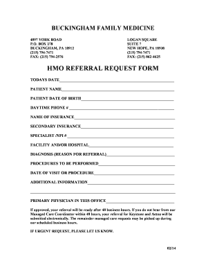 HMO REFERRAL REQUEST FORM Buckinghamdocs Com