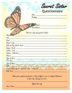 Secret Sister Questionnaire  Form