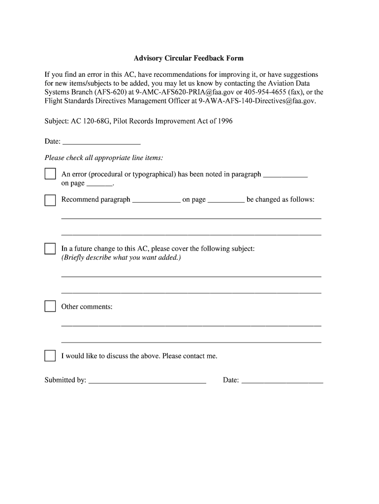 AC 120 68G Pilot Records Improvement Act of Pilot Records Improvement Act of  Form