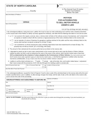  STATE of NORTH CAROLINA Superior Court Division County File No 2014-2024