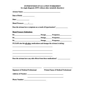 HYPERTENSION EVALUATION WORKSHEET  Form