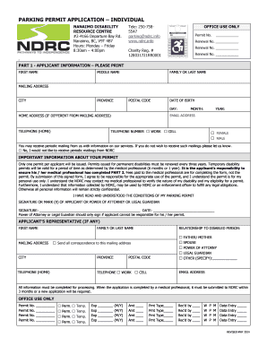  PARKING PERMIT APPLICATION INDIVIDUAL Ndrc Info 2014