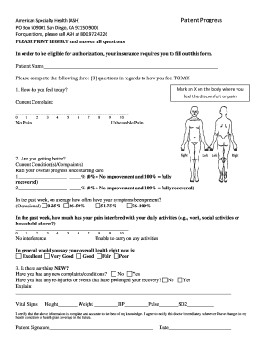 American Specialty Health ASH Patient Progress PO Box  Form