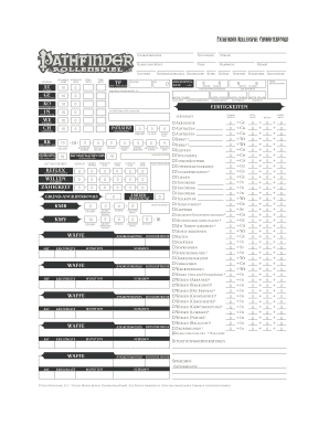 Pathfinder Charakterbogen  Form