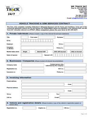 VEHICLE TRACKING &amp; GSM SERVICES CONTRACT 1 Private Wetrack247 Co  Form