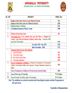 Annamalai University Genuineness Certificate Online Payment  Form