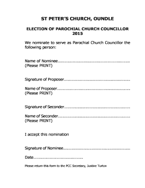 Nomination Form for Election Sample
