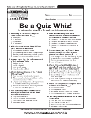 Scholastic News Edition 5 6 Answer Key  Form