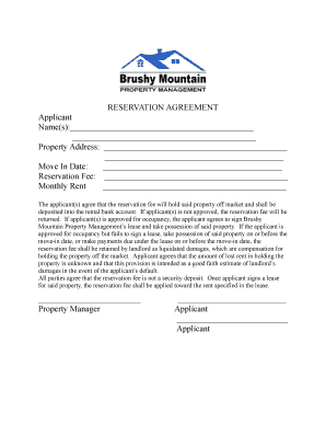 Reservation Agreement Form