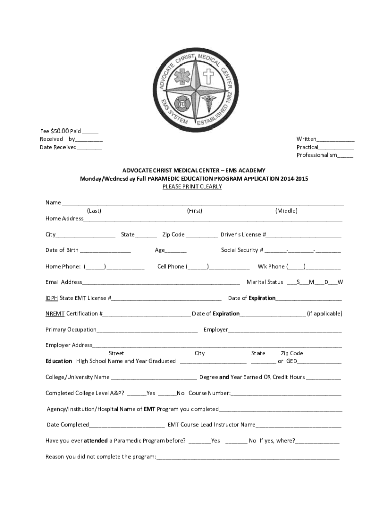 We Are Pleased to Announce the Advocate Christ Medical Center  Form