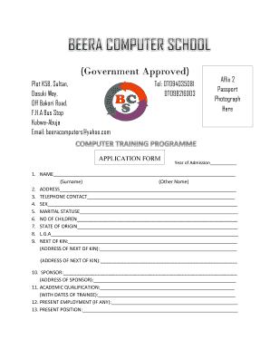 Computer School Form
