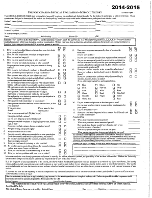 PREPARTICIPATION PHYSICAL EVALUATION MEDICAL HISTORY  Form