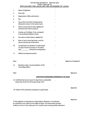 Application for Leave or for Extension of Leave PDF  Form