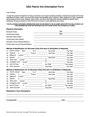 Patriot Act Form