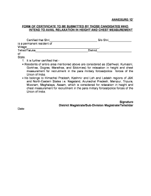 Height Chest Relaxation Certificate PDF  Form