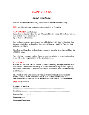 Dog Stud Contract  Form