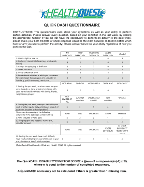 Quick Dash Printable  Form