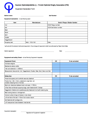 Equipment Declaration Form Turun Pursiseura Ry Turunpursiseura