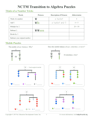 Transition to Algebra PDF  Form