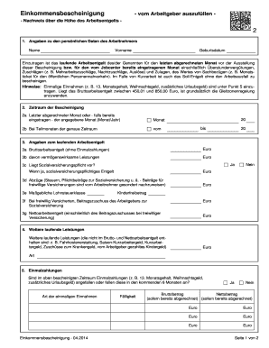 Einkommensbescheinigung  Form