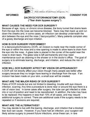 INFORMED CONSENT for DACRYOCYSTORHINOSTOMY DCR Tear