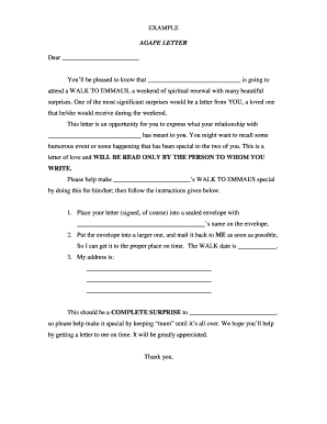 Walk to Emmaus Letter of Encouragement Example  Form