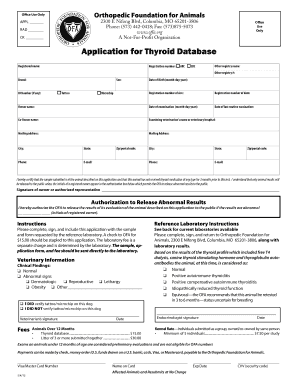  Application for Thyroid Database Ofa Org 2015