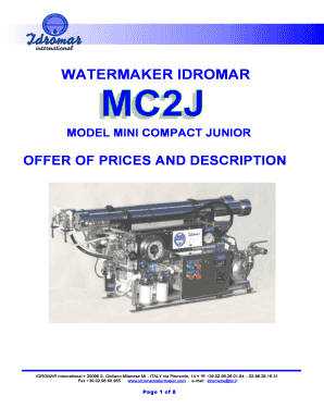 Idromar Watermaker Manual PDF  Form