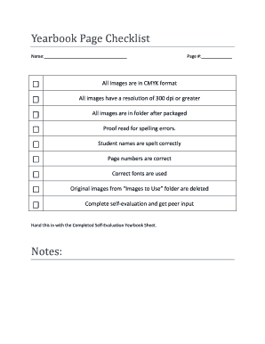 Yearbook Spread Checklist  Form