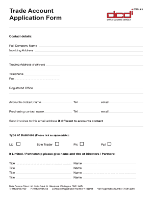Trade Account Form