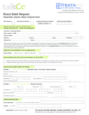 Stratapay Direct Debit  Form