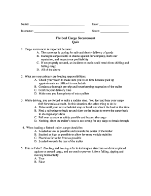 Cargo Securement Test Answers  Form