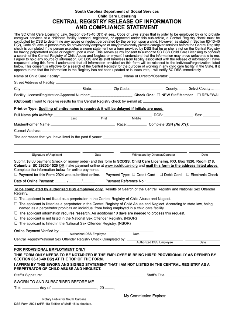  Dss Form 2924 2016