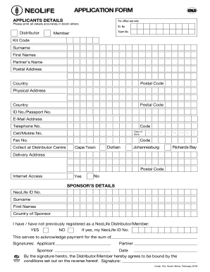 Neolife Registration Form