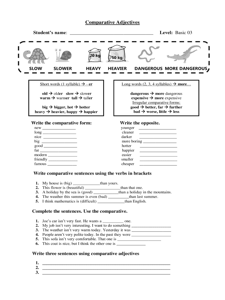 Comparative Adjectives Level Basic 03 Resuelto  Form