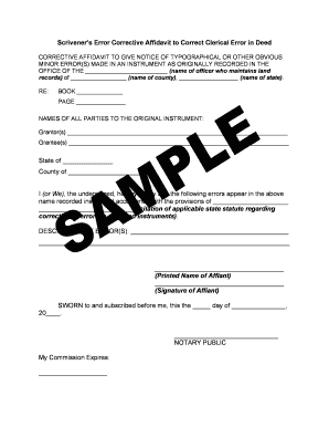Scrivener&#039;s Affidavit  Form