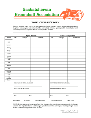 Hotel Clearance Form