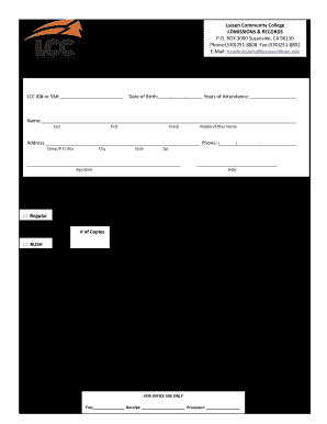 Lassen Community College Transcript Request  Form
