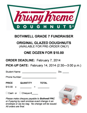 Krispie Kreme Writable Order Form