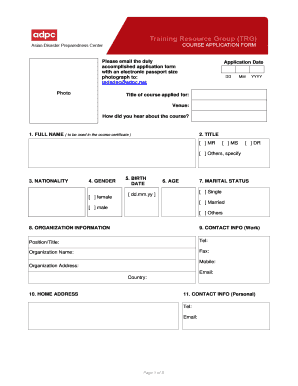 Duly Accomplished Application Form